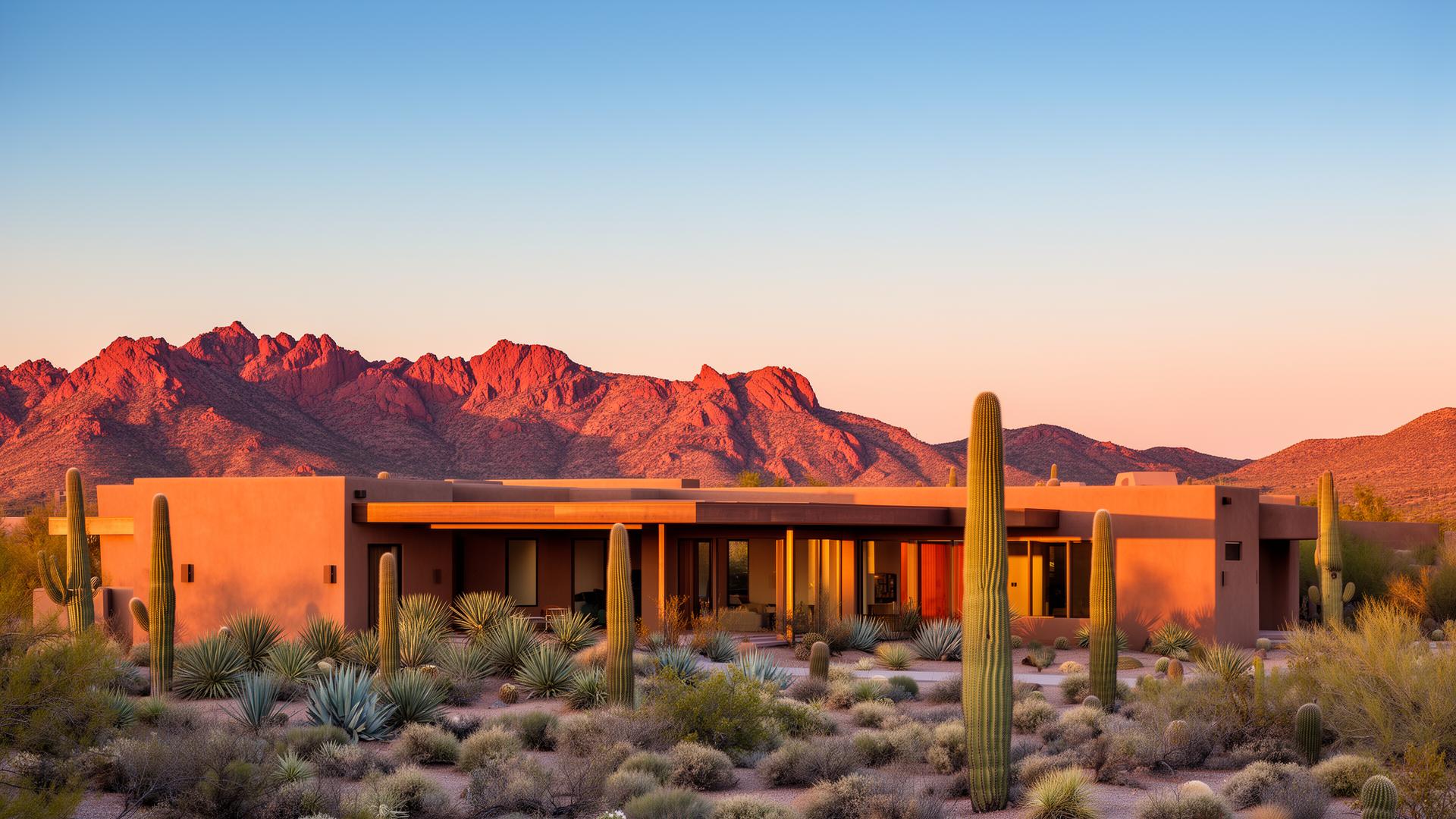 Warm Arizona home at golden hour